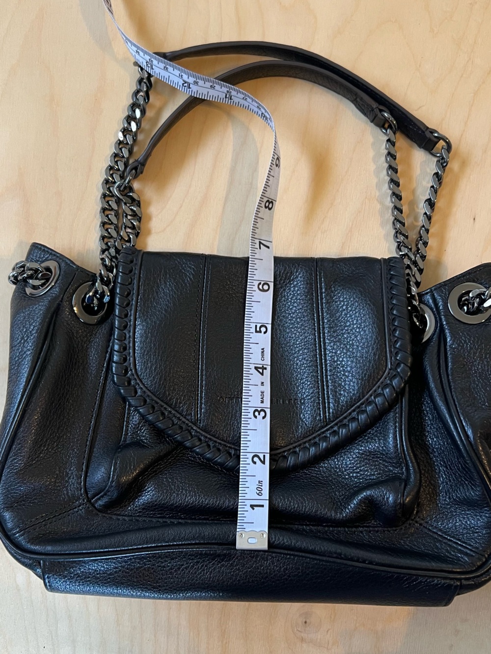 Aimee Kestenberg Black Leather Shoulder Bag with Chain Straps - Picture 13 of 15